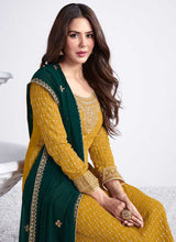 Load image into Gallery viewer, Yellow and Green Embroidered Stylish Pant Suit fashionandstylish.myshopify.com