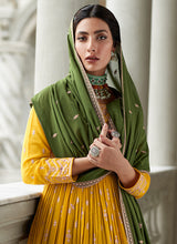 Load image into Gallery viewer, Yellow and Green Heavy Embroidered Stylish Lehenga