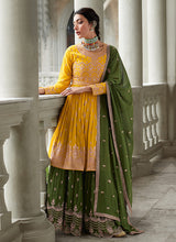 Load image into Gallery viewer, Yellow and Green Heavy Embroidered Stylish Lehenga