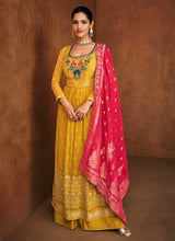 Load image into Gallery viewer, Yellow and Pink Lucknowi Embroidered Sharara Suit fashionandstylish.myshopify.com