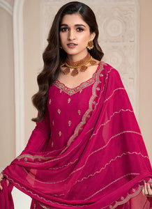 Exquisite Embroidered Pink Palazzo Suit