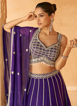 Load image into Gallery viewer, Affordable Plum Embroidered Lehenga
