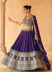 Affordable Plum Embroidered Lehenga