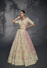 Load image into Gallery viewer, Beige Colour Luxurious Pure Net Handcrafted Lehenga
