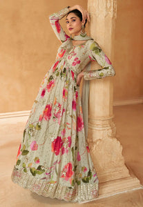 Blooming Grace Cream Embroidered Anarkali Gown