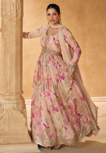 Load image into Gallery viewer, Blooming Grace peach Embroidered Anarkali Gown
