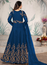 Load image into Gallery viewer, Blue Kalidar Embroidered Designer Anarkali Suit
