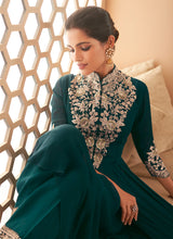 Load image into Gallery viewer, Bottle Green Heavy Embroidered Stylish Anarkali
