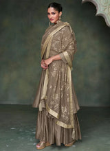 Load image into Gallery viewer, Brown Shade Silk Embroidered Gharara Suit
