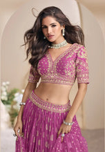 Load image into Gallery viewer, Celestial Grace Embroidered Purple Lehenga
