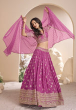 Load image into Gallery viewer, Celestial Grace Embroidered Purple Lehenga
