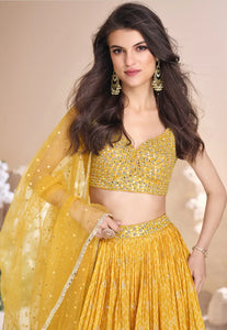 Celestial Grace Embroidered Yellow Lehenga