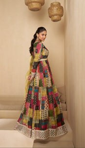 Charming Multicolor Black Floral Embroidered Anarkali