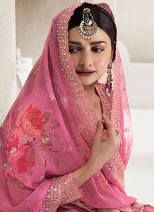 Charming Pink Heavy Embroidered Sharara Suit