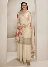 Load image into Gallery viewer, Charming White Heavy Embroidered Sharara Suit
