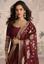 Load image into Gallery viewer, Classic Partywear Embroidered Maroon Anarkali Gown
