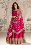 Classic Partywear Embroidered Rani Anarkali Gown