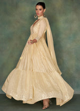 Load image into Gallery viewer, Cream Silk Heavy Embroidered Anarkali Gown

