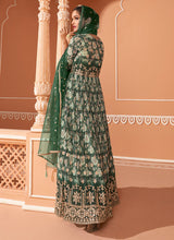 Load image into Gallery viewer, Dark Green Multi Colour Floral Embroidered Anarkali
