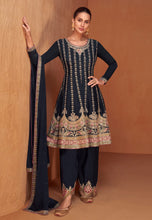 Load image into Gallery viewer, Dream Black Palazzo Pants with Vibrant Floral Embroidery Suit
