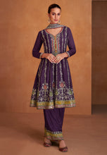 Load image into Gallery viewer, Dream Purple Palazzo Pants with Vibrant Floral Embroidery Suit

