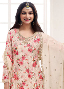 Effortless Cream Embroidered Sharara Style Suit