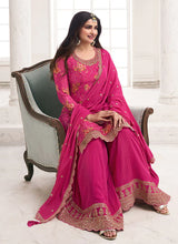 Load image into Gallery viewer, Effortless Pink Embroidered Sharara Style Suit
