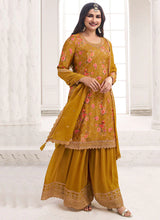 Load image into Gallery viewer, Effortless Yellow Embroidered Sharara Style Suit
