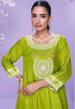 Load image into Gallery viewer, Elegance Embroidered Green Pant Style Suit
