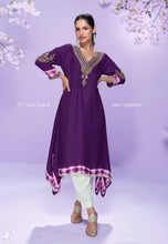 Load image into Gallery viewer, Elegance Embroidered Purple Pant Style Suit
