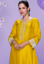 Load image into Gallery viewer, Elegance Embroidered Yellow Pant Style Suit
