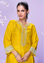 Load image into Gallery viewer, Elegance Embroidered Yellow Pant Style Suit
