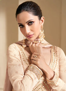 Elegant Beige Designer Anarkali Suit with Lavish Embroidery