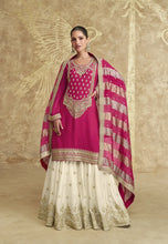 Load image into Gallery viewer, Elegant Crimson Pink Embroidered Gharara Suit
