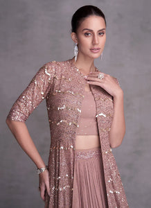 Elegant Dusty Lavender Embroidered Lehenga