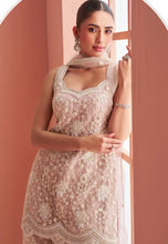 Load image into Gallery viewer, Elegant Embriodered Partywear Pastel Pink Sharara Set
