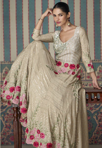 Exquisite Embroidered Beige Gown Timeless Elegance