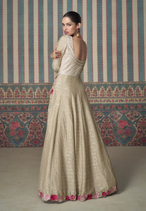 Exquisite Embroidered Beige Gown Timeless Elegance