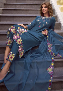 Elegant Embroidered Blue Classic Salwar Suit