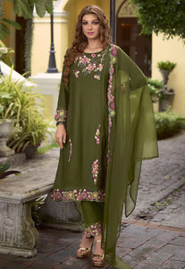 Elegant Embroidered Green Classic Salwar Suit