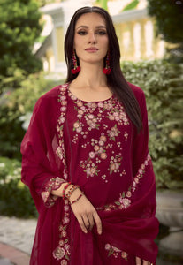 Elegant Embroidered Maroon Classic Salwar Suit