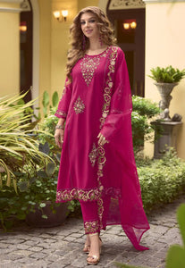 Elegant Embroidered Pink Classic Salwar Suit