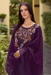 Elegant Embroidered Purple Classic Salwar Suit