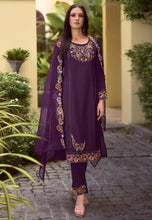 Load image into Gallery viewer, Elegant Embroidered Purple Classic Salwar Suit
