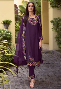 Elegant Embroidered Purple Classic Salwar Suit