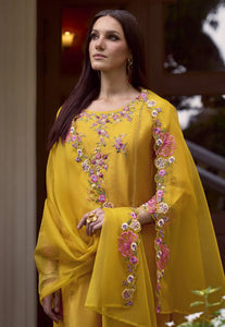 Elegant Embroidered Yellow Classic Salwar Suit