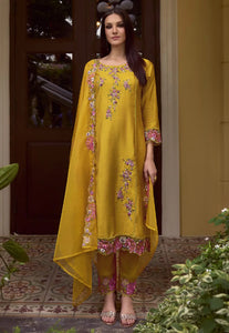 Elegant Embroidered Yellow Classic Salwar Suit