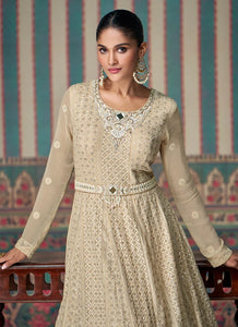 Elegant Golden Heavy Embroidered Anarkali Suit