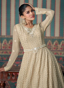 Elegant Golden Heavy Embroidered Anarkali Suit