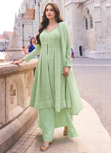 Load image into Gallery viewer, Elegant Green Embroidered Sharara Style Suit
